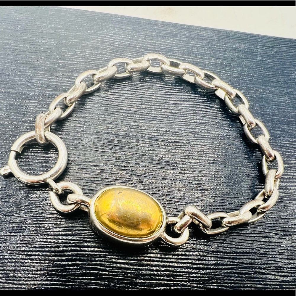 Vintage MONET chain bracelet 2-tone as-is